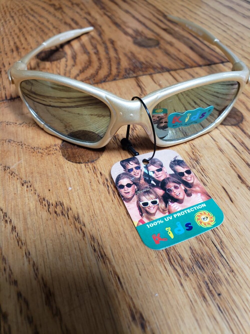 Vintage Kids Sporty Wrap Sunglasses Metallic Champagne NOS